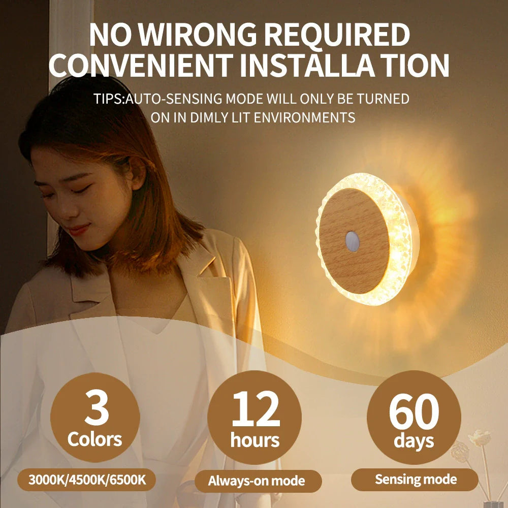 Rechargeable Motion-Sensing Wall Lamp - Modern Bedside Ambient Light