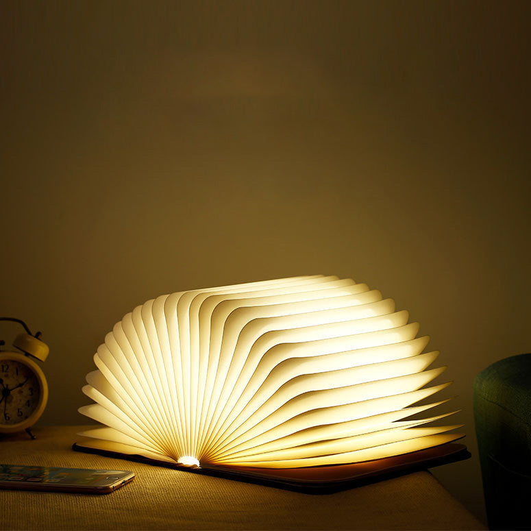 Wooden Book Lamp with USB Rechargeable Light - Rose Black, Maple, Walnut Options