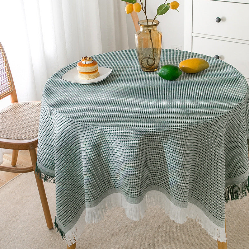 Knitted Lace Tablecloth in Soft Beige, Rectangular and Round Options