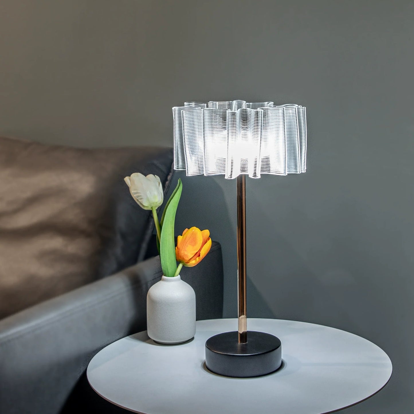 Rechargeable Pleated Aluminum Table Lamp