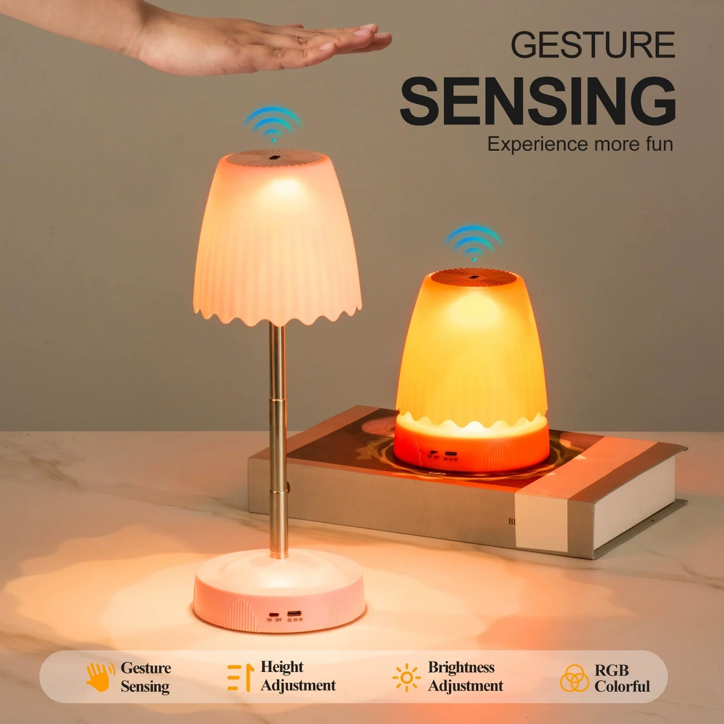 Wireless Charging LED Night Light - Modern Bedside Lamp