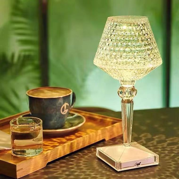 Dimmable Crystal Table Lamp with USB Charging