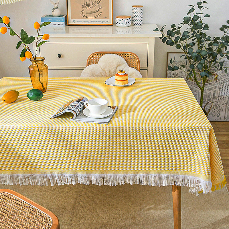 Knitted Lace Tablecloth in Soft Beige, Round and Rectangular Options