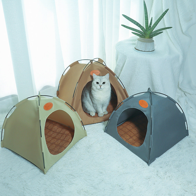 Cooling Cat Tent with Breathable Fabric and Cooling Mat