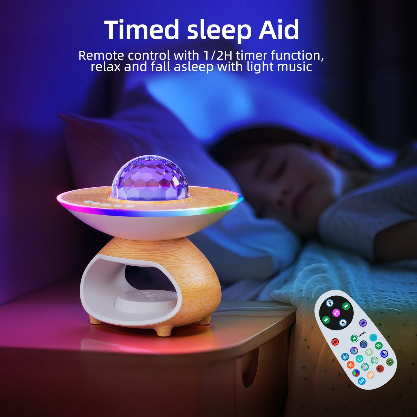 Wireless Charging Projection Lamp Night Light for Bedroom Desk