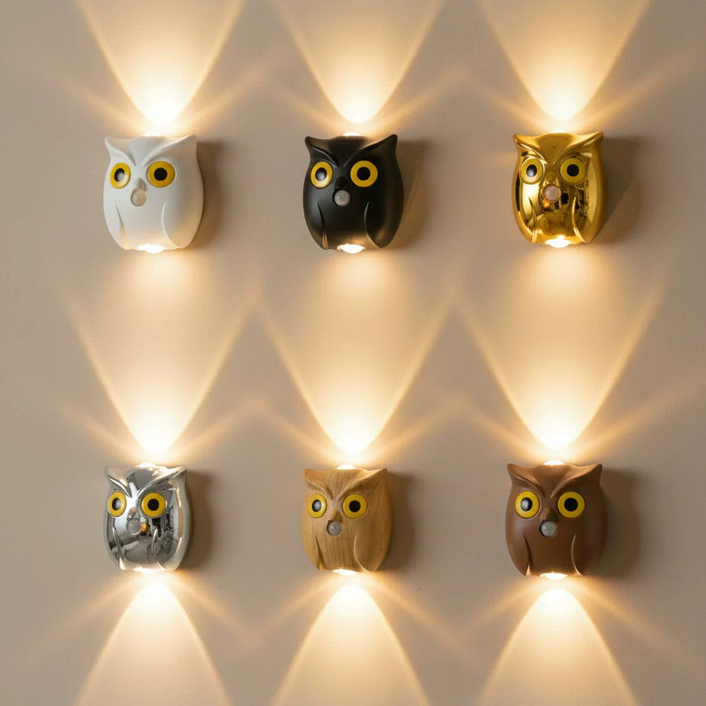 Motion-Sensing Dimmable Owl Wall Lamp with Magnetic Mount