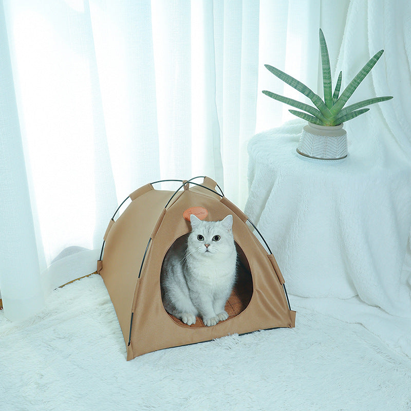 Cooling Cat Tent with Breathable Fabric and Cooling Mat