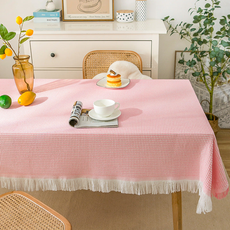 Knitted Lace Tablecloth in Soft Beige, Round and Rectangular Options
