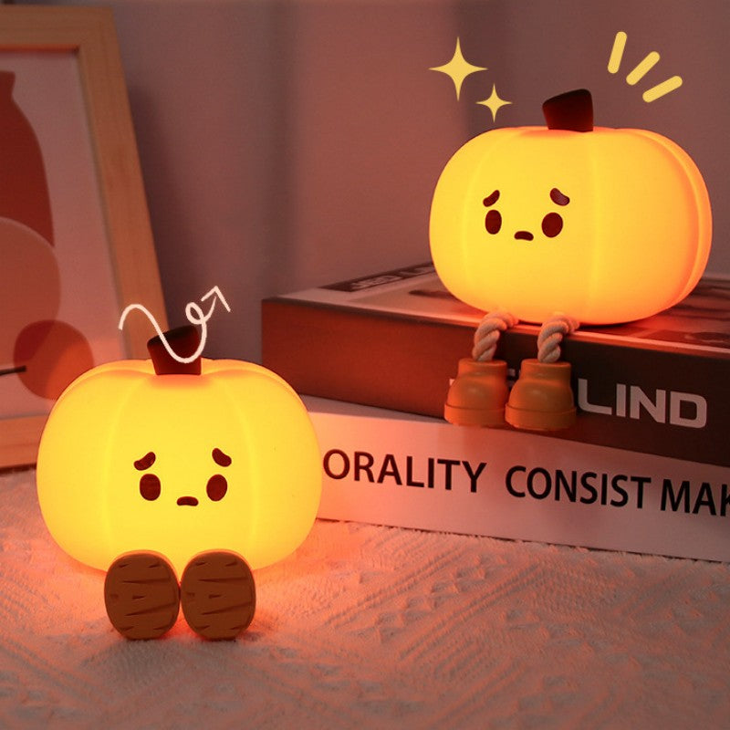 Silicone Pumpkin Tap Light with Adjustable Warm Glow