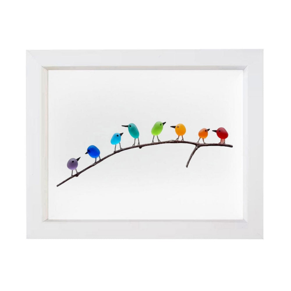 Coastal Sea Glass Bird Wall Art Frame