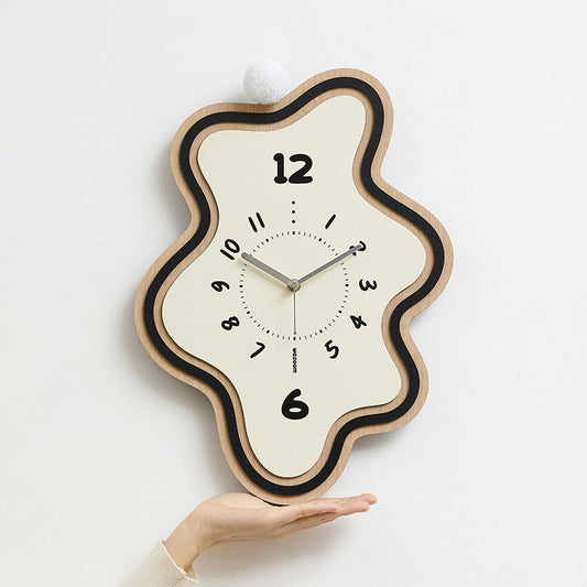 Asymmetrical Silent Wall Clock in Solid Walnut Wood