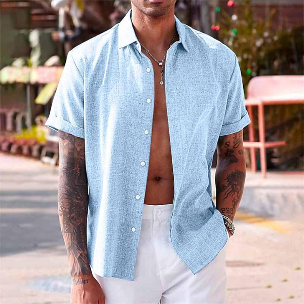 Men's Breathable Linen Short Sleeve Shirt