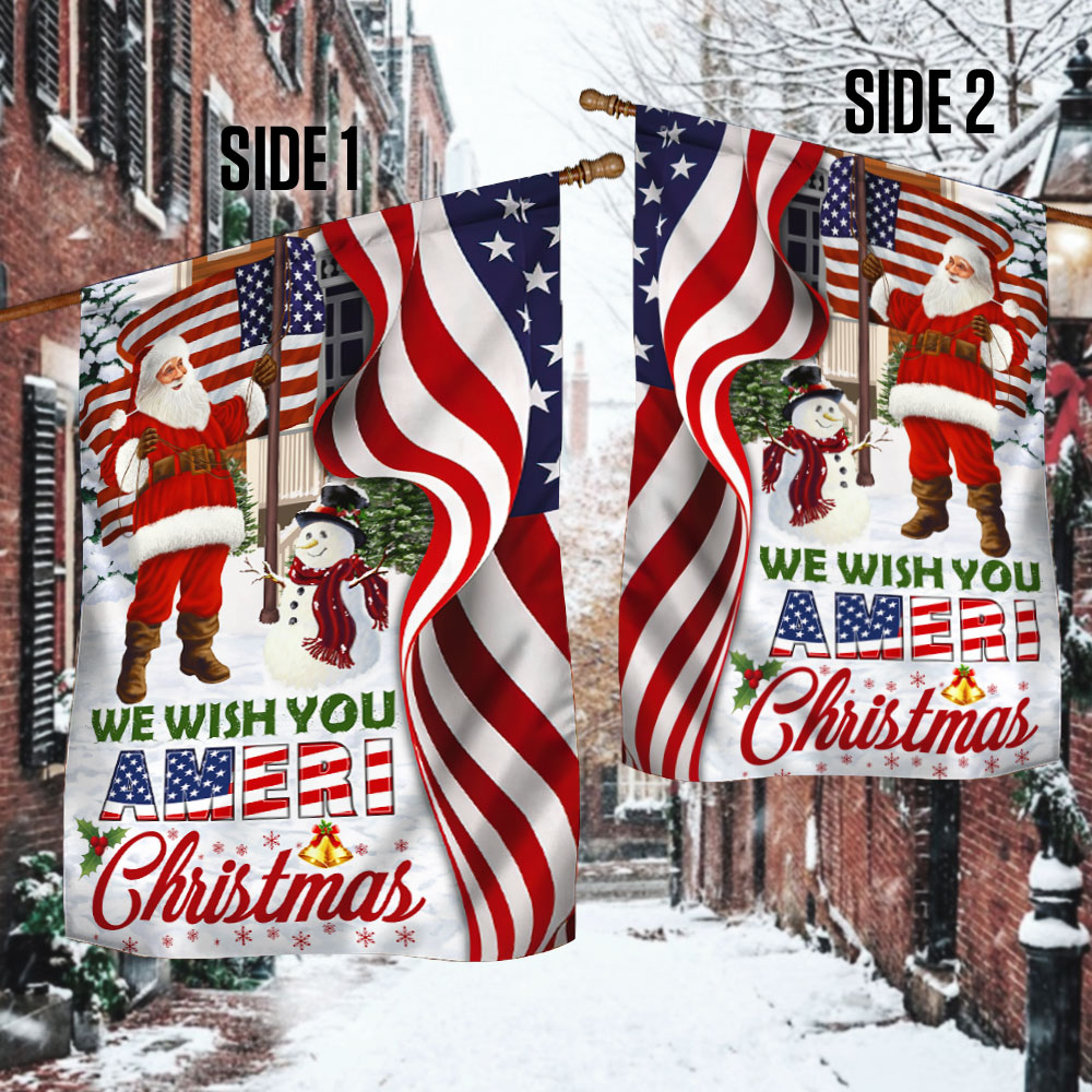 Double-Sided Santa Claus US Flag Christmas Decoration