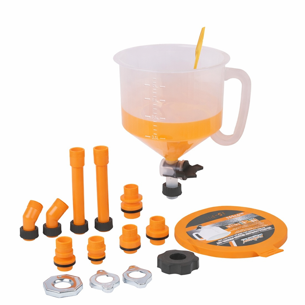 Spill Proof Engine Oil Funnel Kit with Adapters