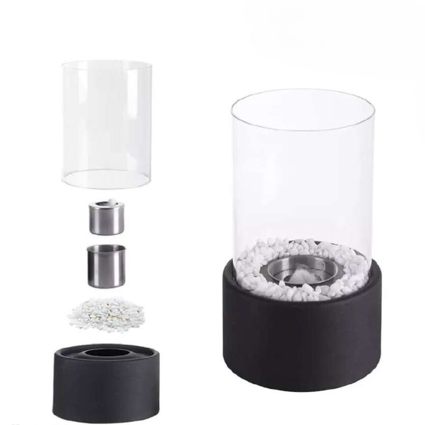 Elegant Glass Flame Oil Lamp with Metal Base