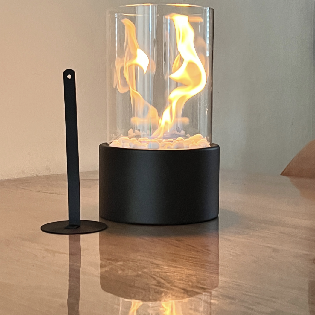 Elegant Glass Flame Oil Lamp with Metal Base