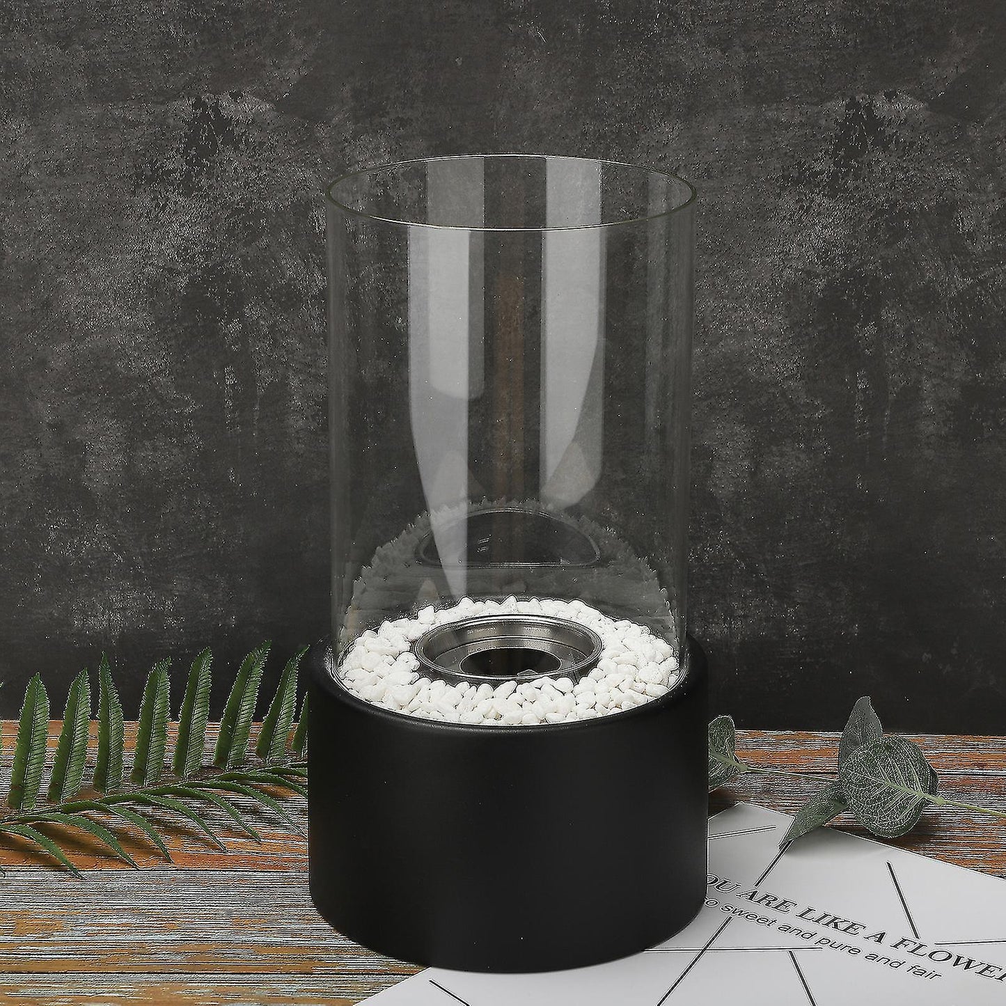 Elegant Glass Flame Oil Lamp with Metal Base