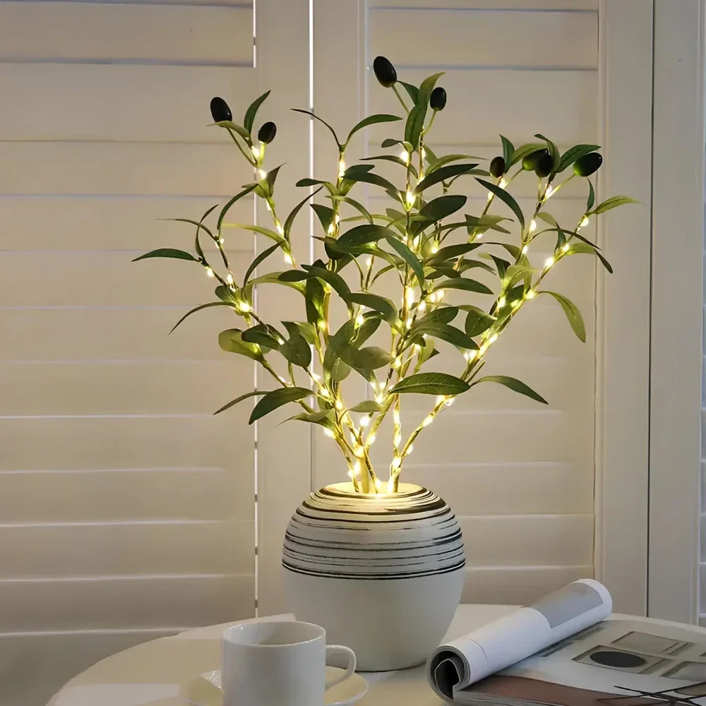 LED Lighted Artificial Branch Table Lamp with Bendable Twigs