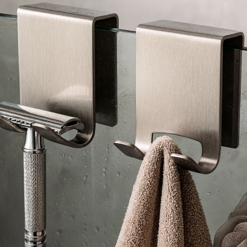 Sleek Stainless Steel Shower Door Hooks for Towels