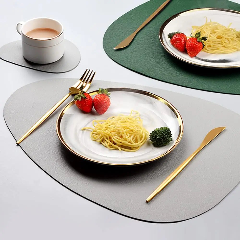 Irregular Waterproof Leather Placemats Set