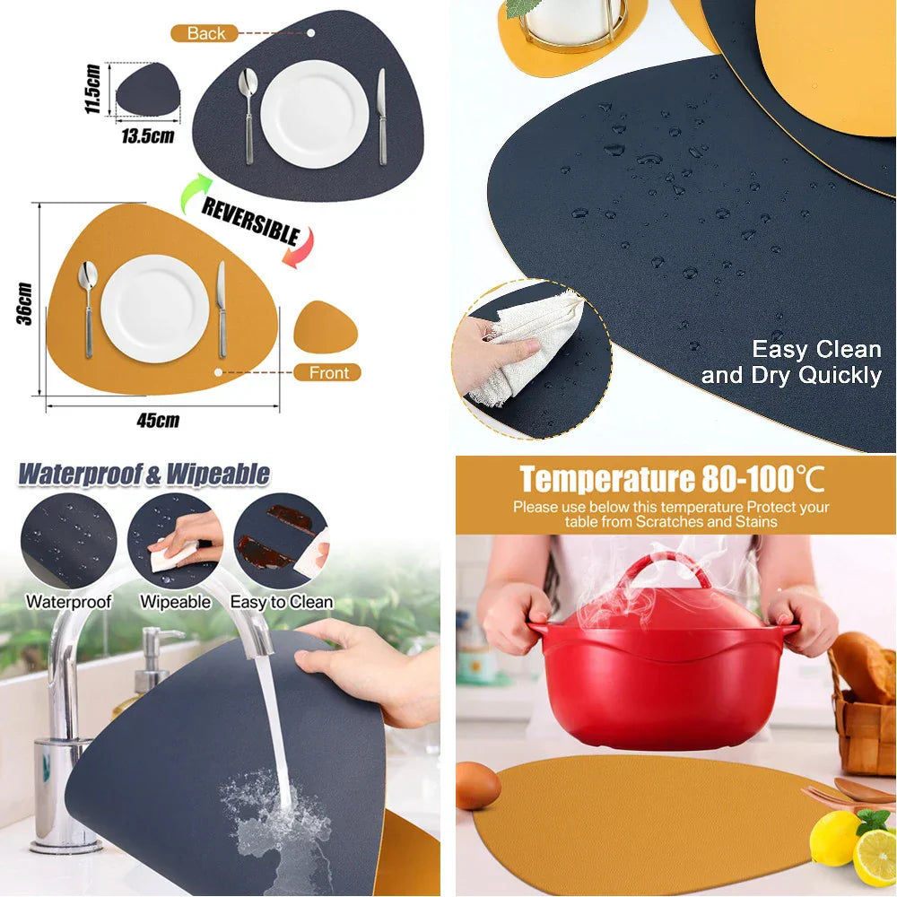 Irregular Shape Waterproof PU Leather Placemats