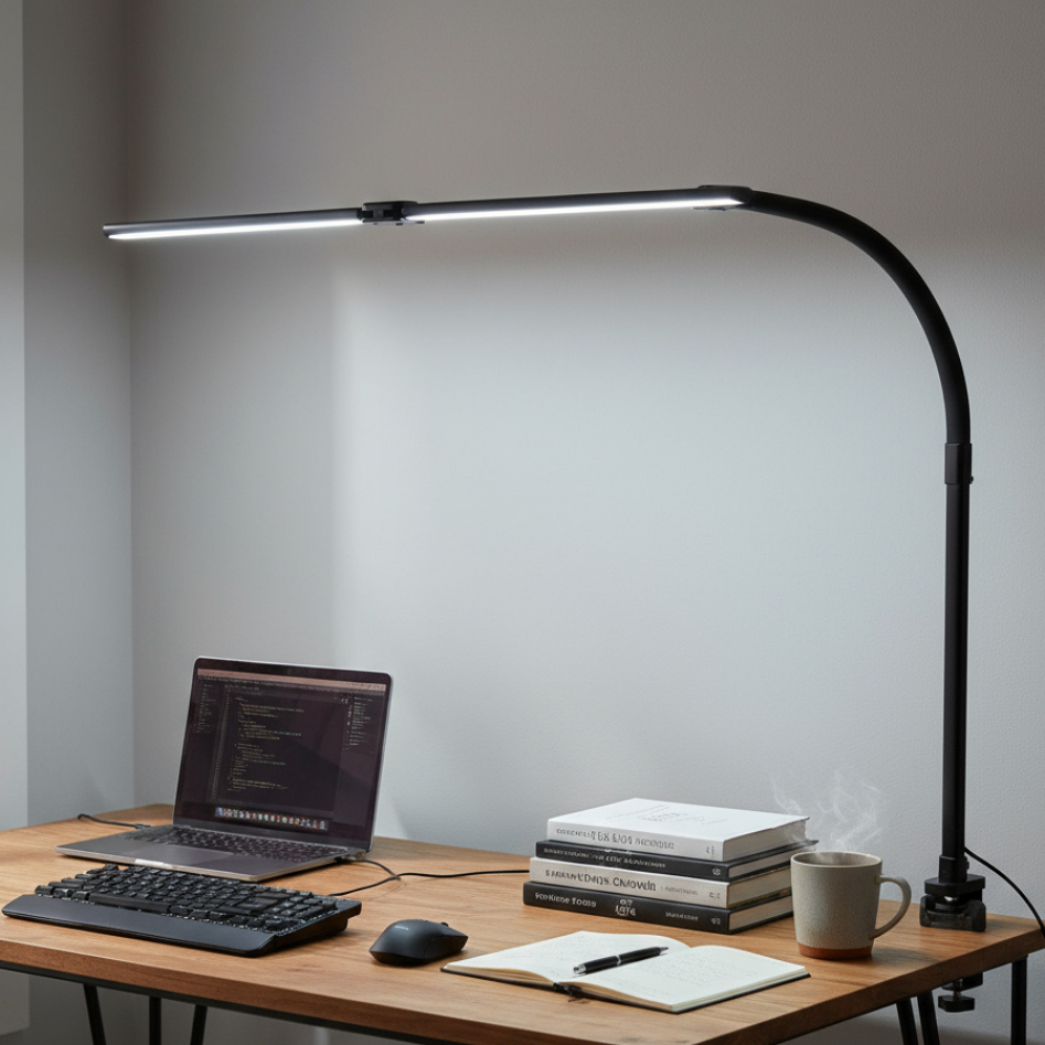 Adjustable LED Desk Lamp with Flexible Arm and Dimmable Lighting