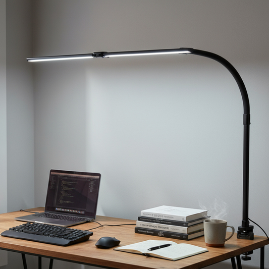 Adjustable LED Desk Lamp with Flexible Arm and Dimmable Lighting