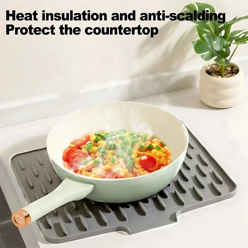 Silicone Dish Drying Mat - Heat Resistant Countertop Protector