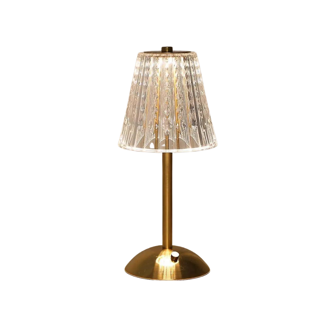 Vintage Crystal Table Lamp with Adjustable Brightness and USB-C Rechargeable Battery