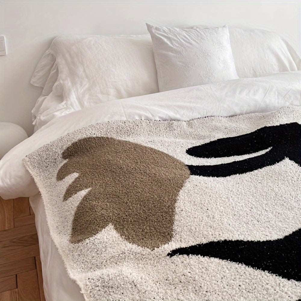 All-Season Soft Microfiber Travel Blanket with Abstract Floral Design