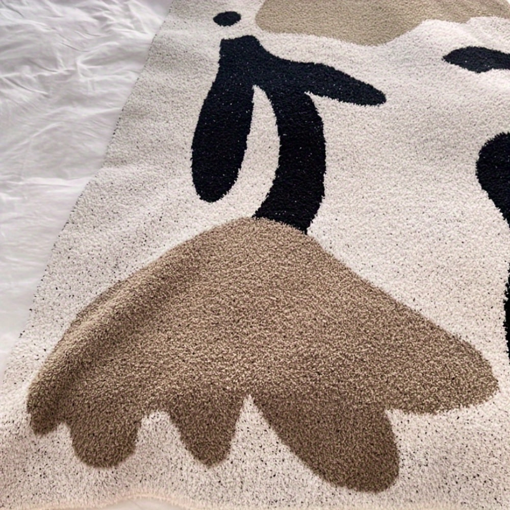 All-Season Soft Microfiber Travel Blanket with Abstract Floral Design