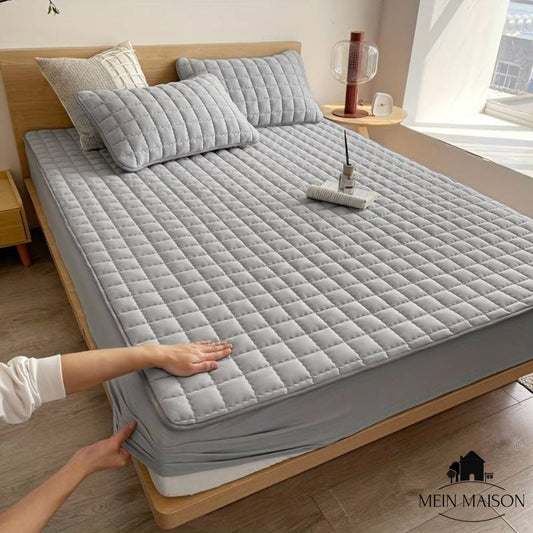 Quilted Grey Mattress Protector with Fitted Cover