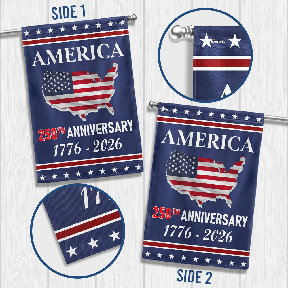 American Flag 250th Anniversary Map Flag Double-Sided Patriotic Decor