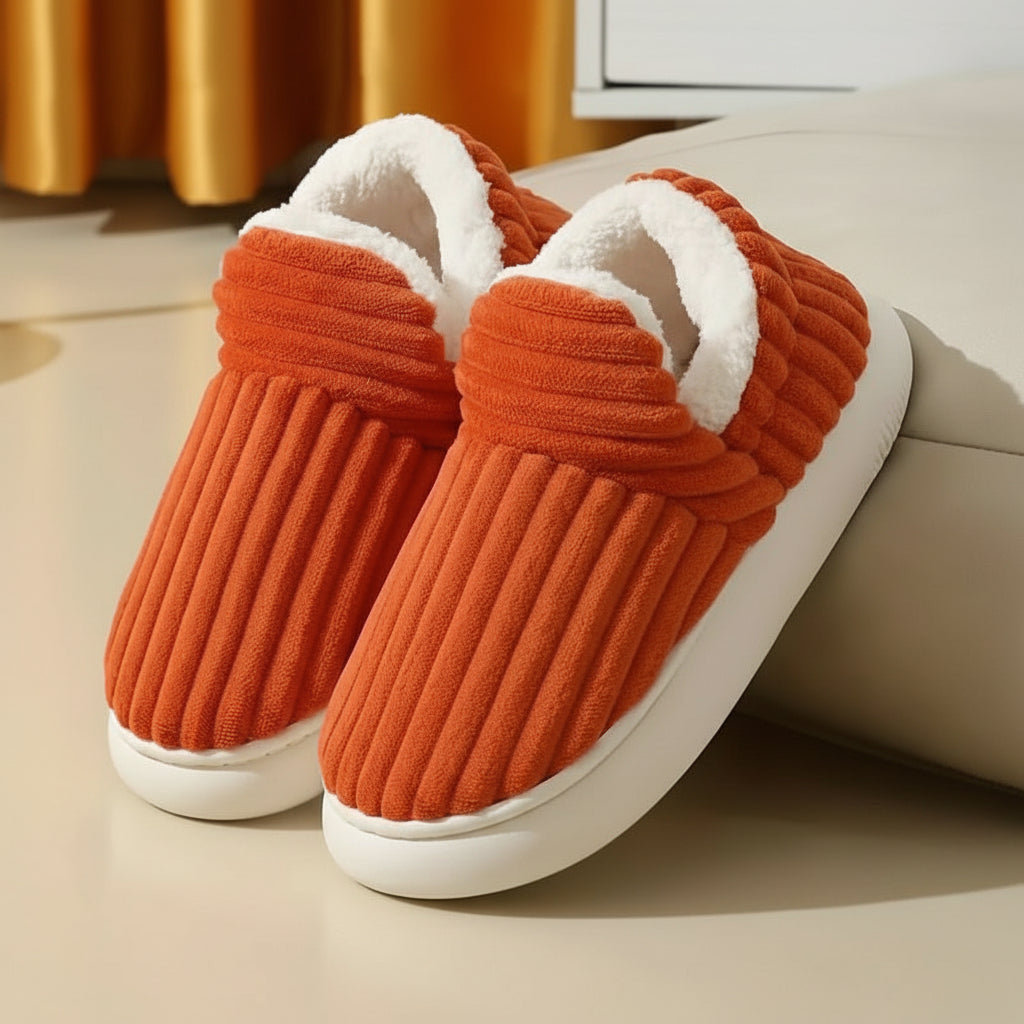 Warm Vegan Fleece House Slippers with Orthopedic Support