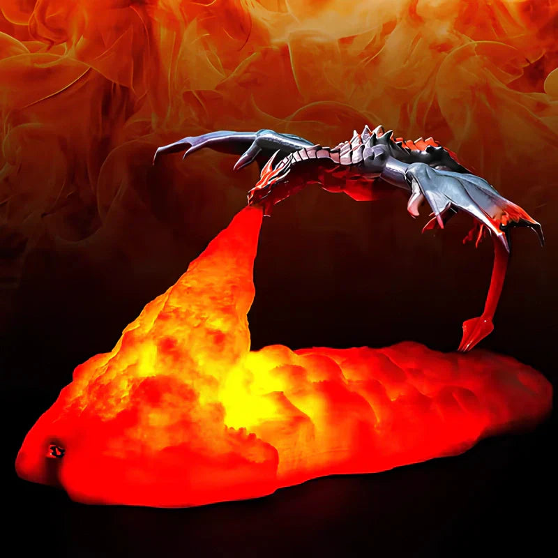 LED Dragon Flame Table Lamp - USB Rechargeable Nightlight