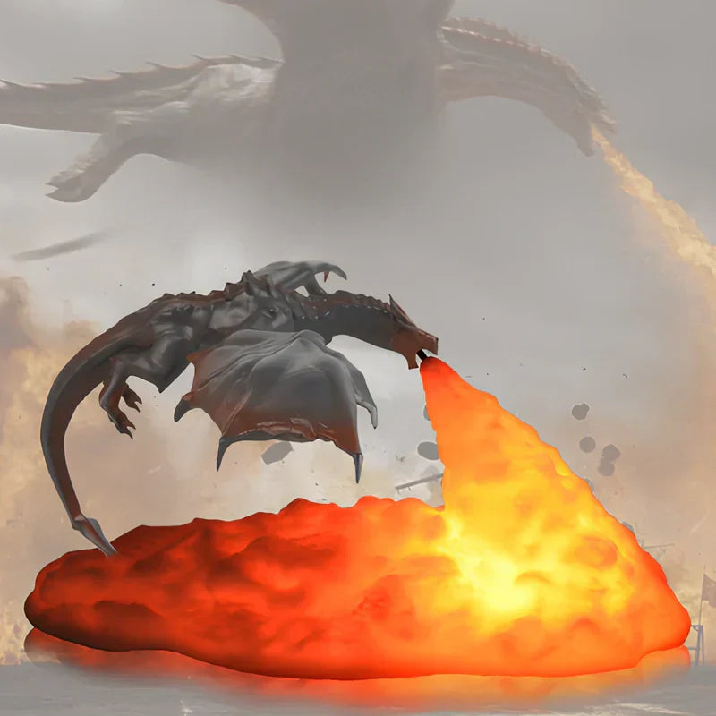 LED Dragon Flame Table Lamp - USB Rechargeable Nightlight