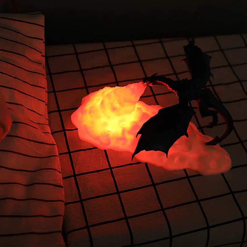 LED Dragon Flame Table Lamp - USB Rechargeable Nightlight
