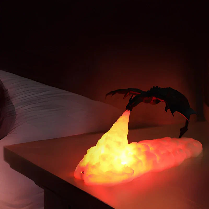 LED Dragon Flame Table Lamp - USB Rechargeable Nightlight