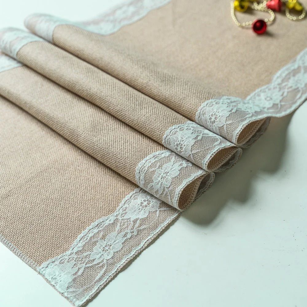Lace Edge Table Runner with Ornate Blossom Design