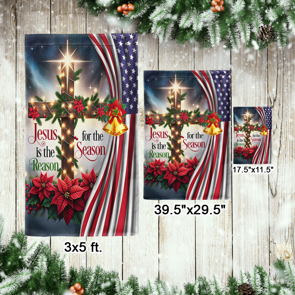 Jesus Is The Reason For The Season Christmas Flag - Double-Sided Canvas Decor