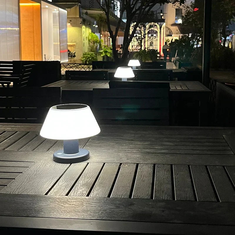 Portable Solar-Powered Table Lamp with Rechargeable Battery