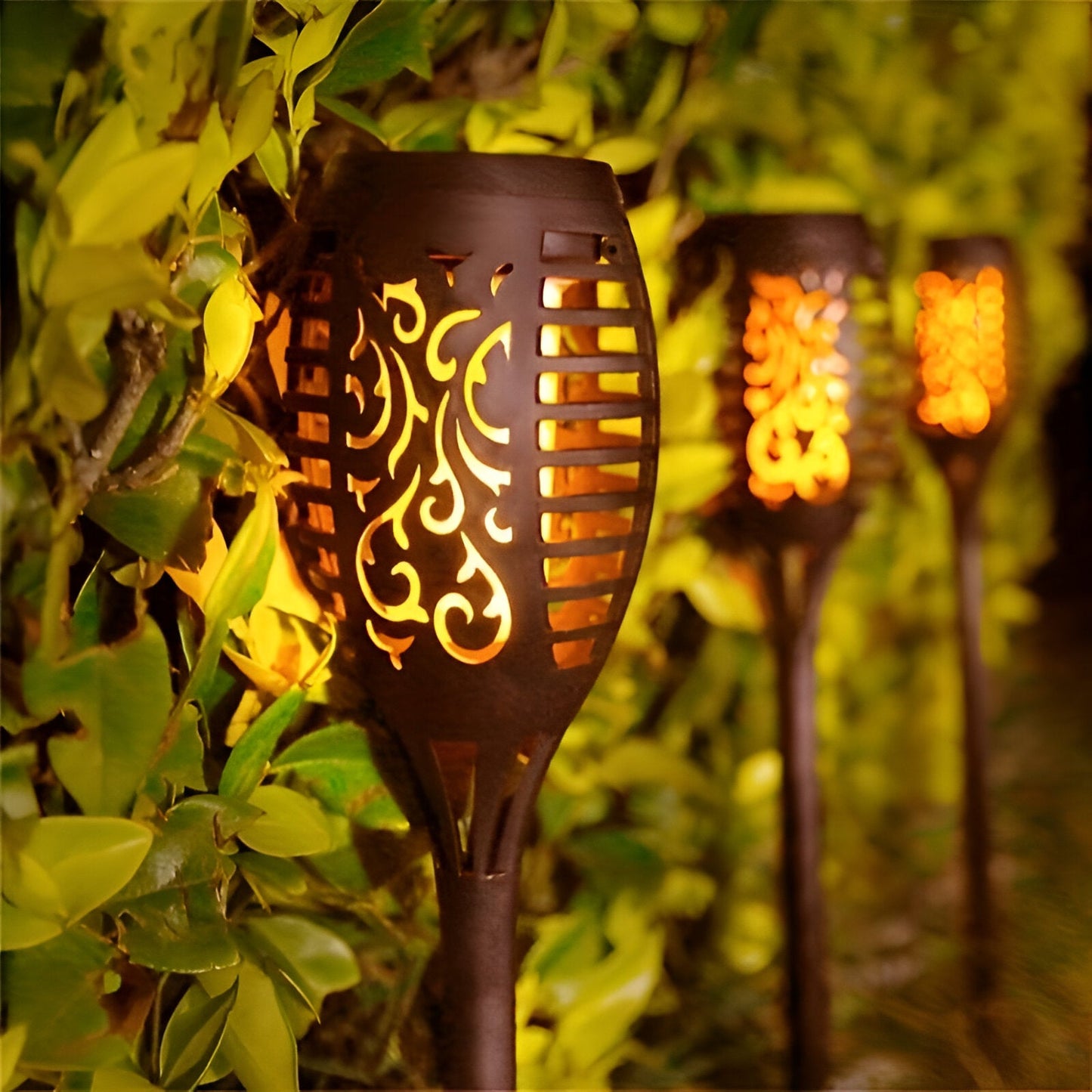 Solar-Powered Outdoor Flame Garden Light