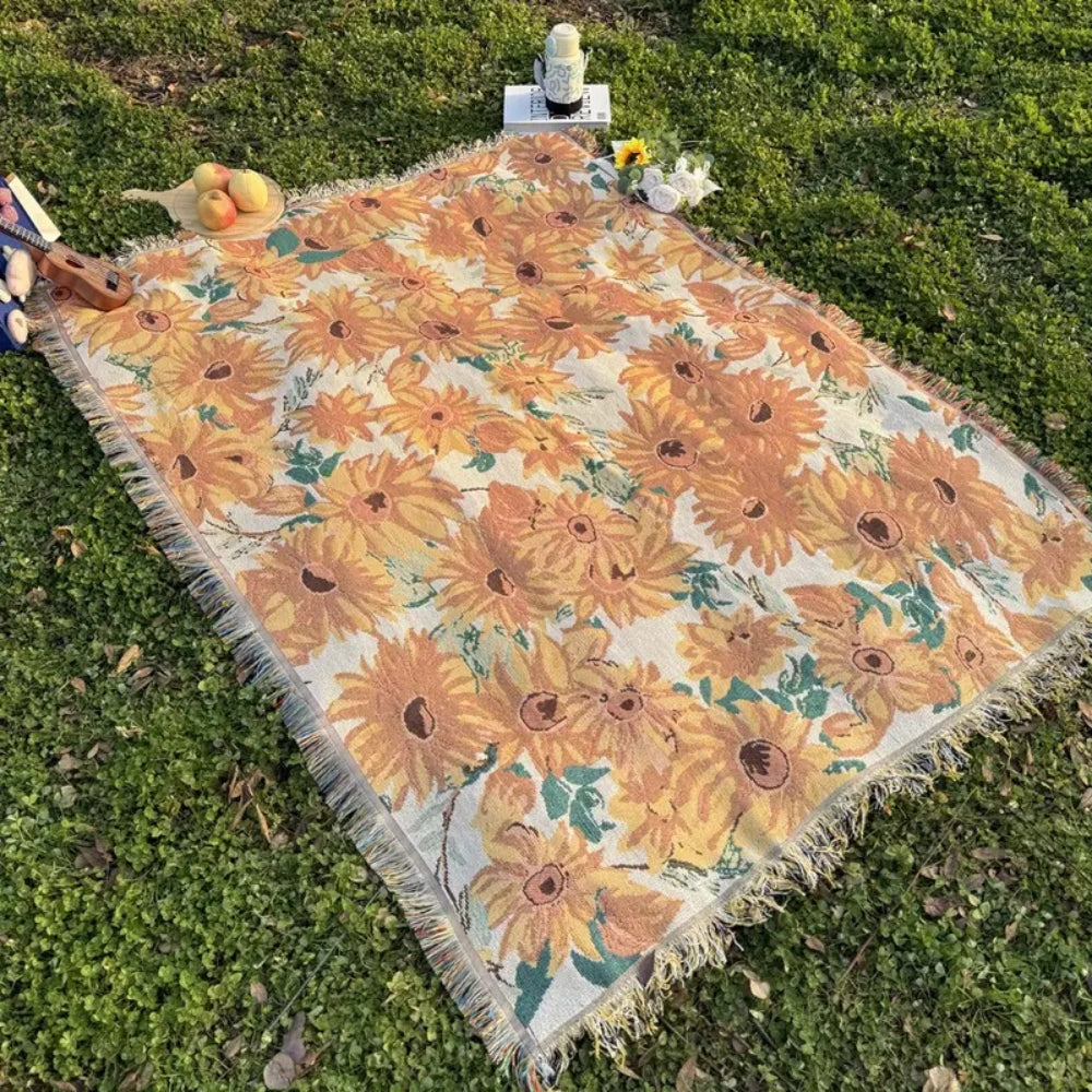 Floral Microfiber Outdoor Picnic Blanket