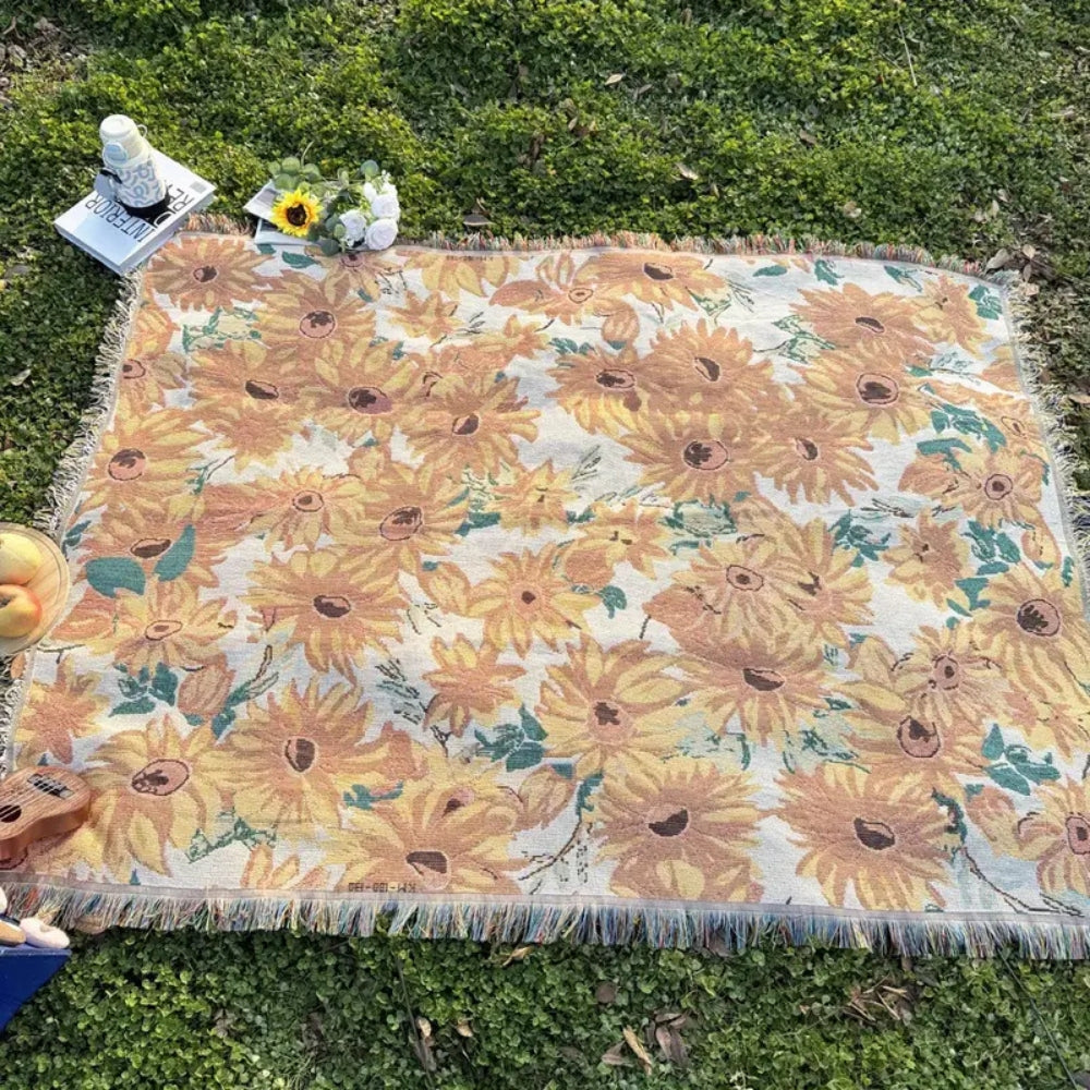 Floral Microfiber Outdoor Picnic Blanket