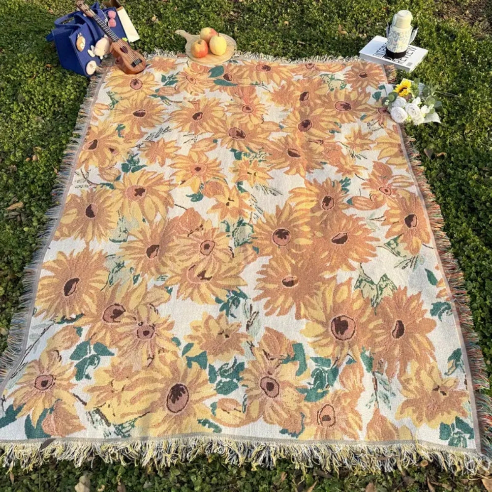 Floral Microfiber Outdoor Picnic Blanket