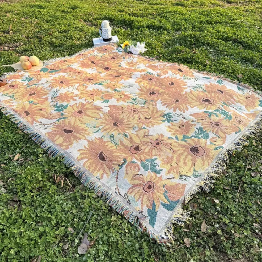 Floral Microfiber Outdoor Picnic Blanket