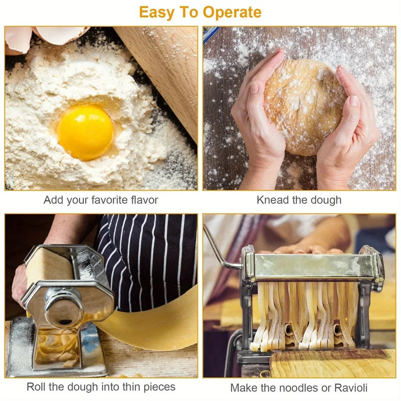 Stainless Steel Pasta Maker with 6 Thickness Settings