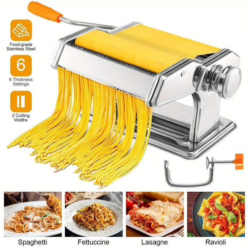 Stainless Steel Pasta Maker with 6 Thickness Settings