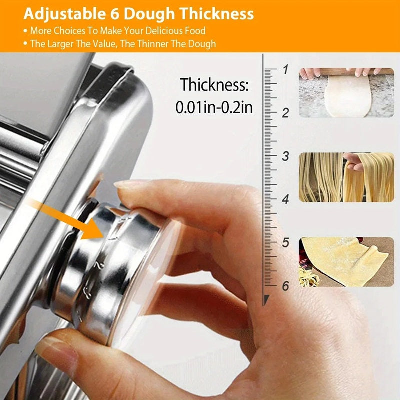 Stainless Steel Pasta Maker with 6 Thickness Settings