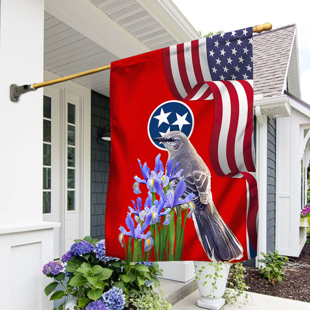 Tennessee State Mockingbird and Iris Flower Double-Sided Flag